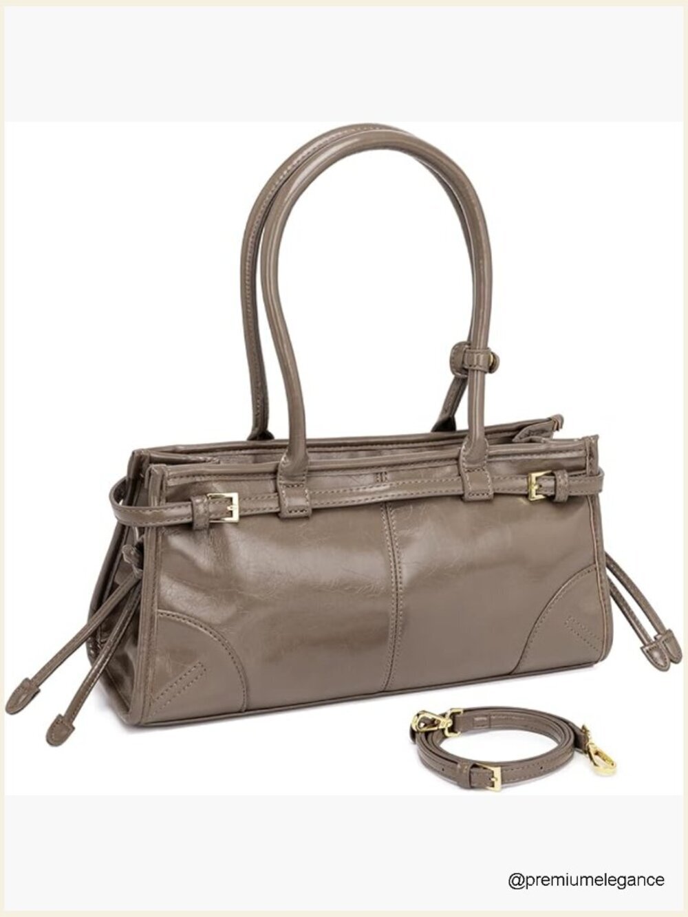 Structured Faux Leather Crossbody Shoulder Bag Medium